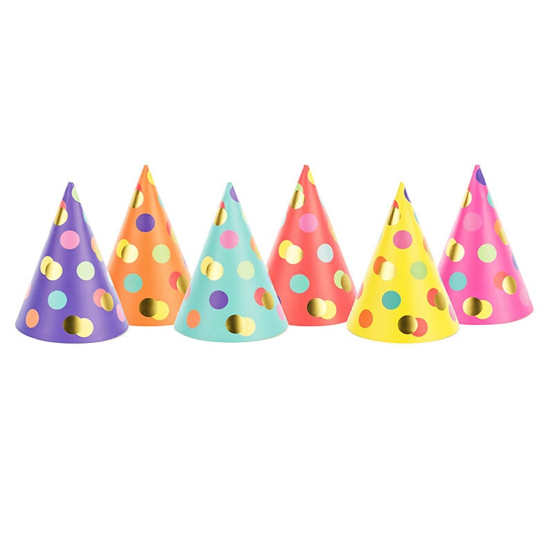 Partyhüte - gepunktet 6er-Pack
