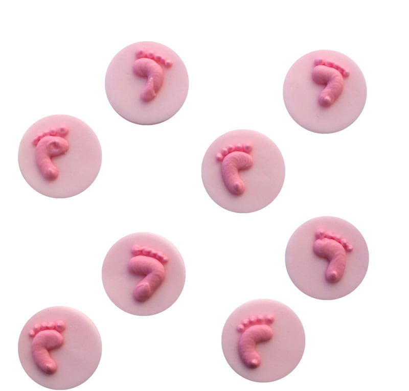 Zuckerdekorationen mit rosa Babyfüßen 8er-Pack