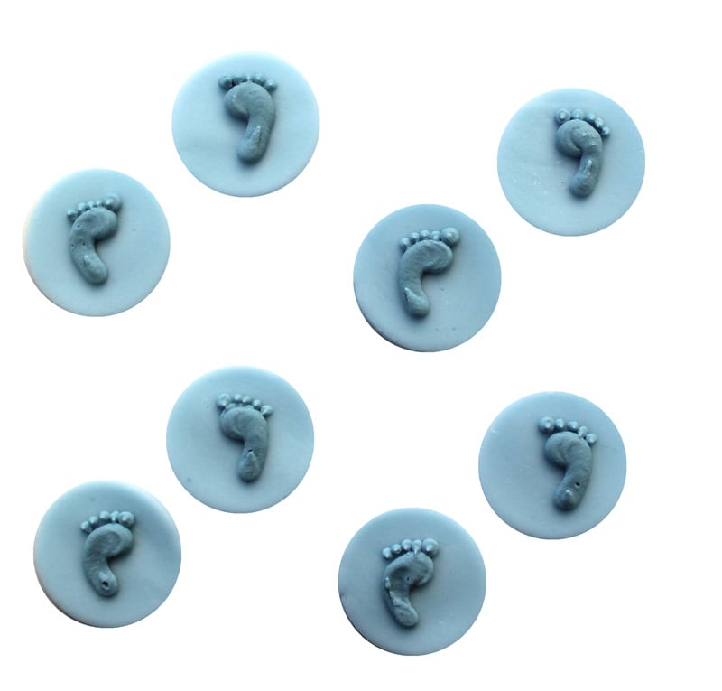 Zuckerdekorationen - Babyfüße blau, 8er Pack