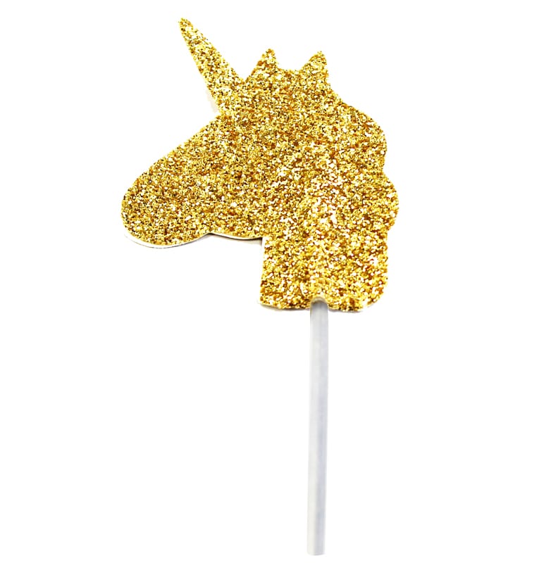 Cupcake Topper - goldene glitzernde Einhörner 12er Pack