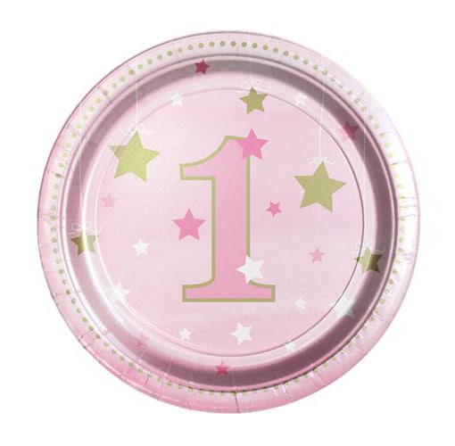 Twinkle Little Star Pink - Kuchenteller 1-Jahr 8er Pack