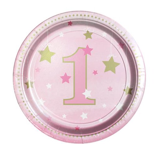Twinkle Little Star Pink - Kuchenteller 1-Jahr 8er-Pack