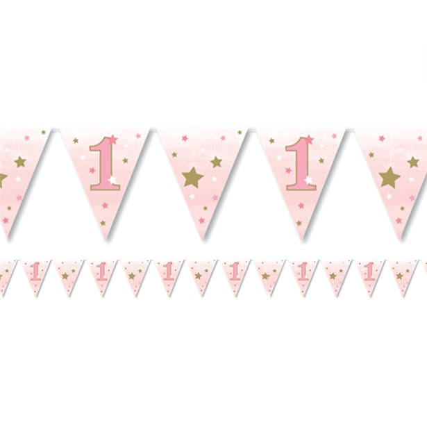 Twinkle Little Star Pink - Wimpelkette 1 Jahr