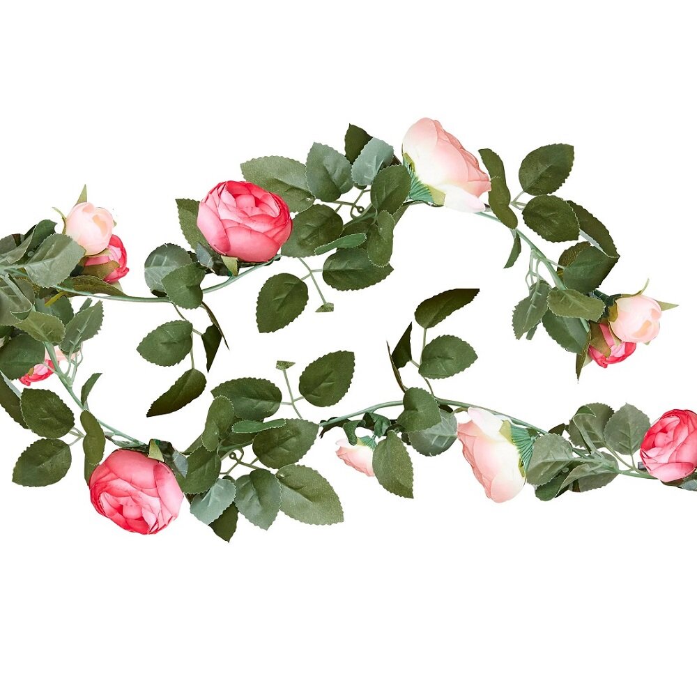 Blumengirlande aus Kunstmaterial mit rosa Blumen 2 Meter