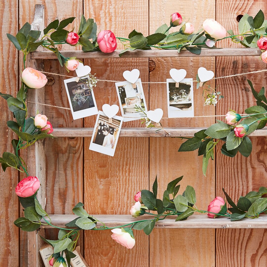 Blumengirlande aus Kunstmaterial mit rosa Blumen 2 Meter