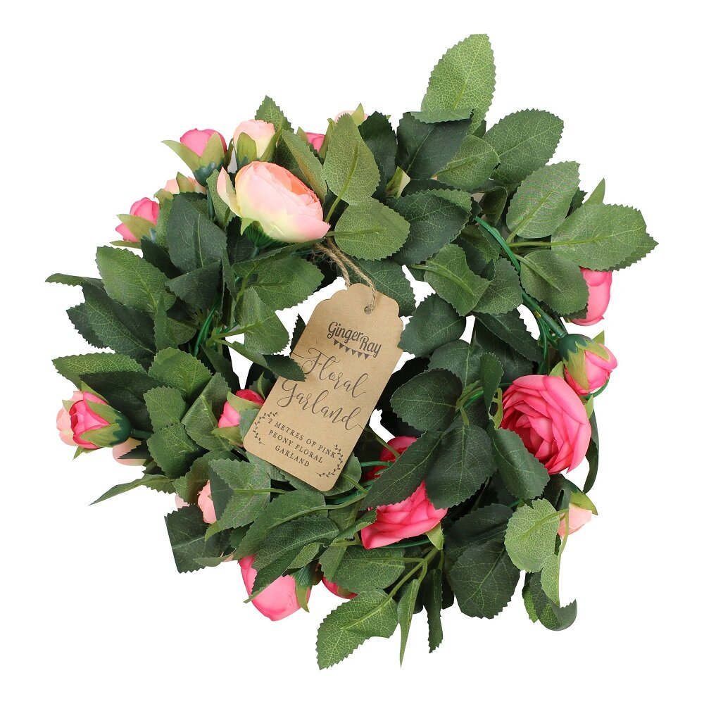 Blumengirlande aus Kunstmaterial mit rosa Blumen 2 Meter
