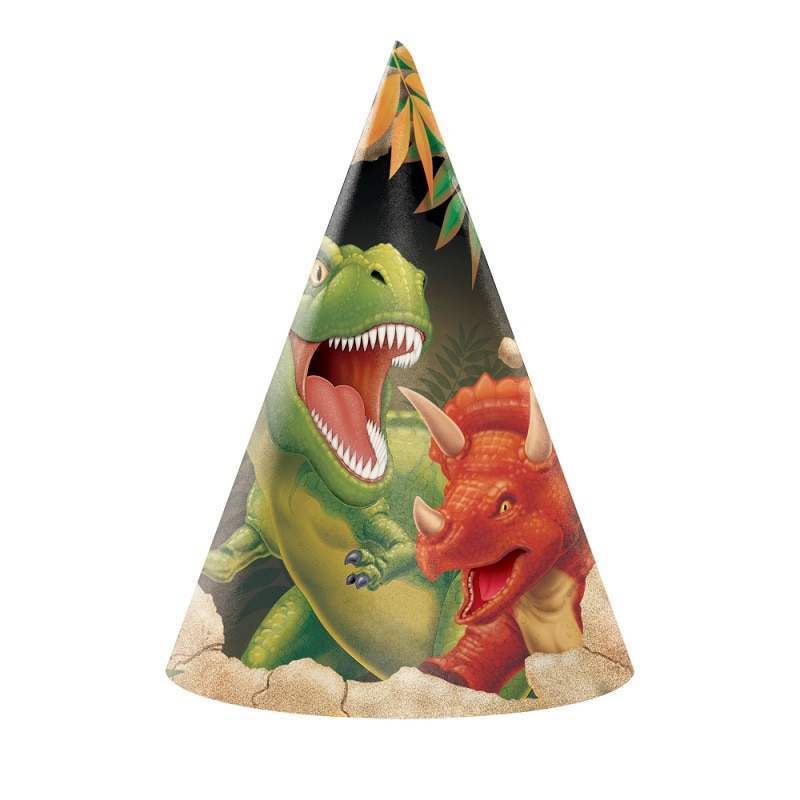 Dinosaurier Abenteuer – Partyhüte 8er-Pack