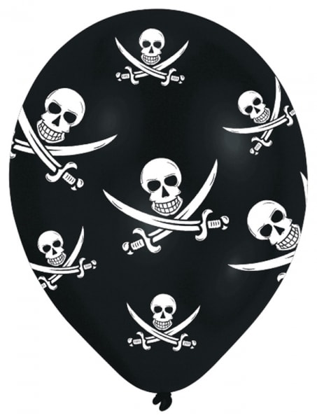 Luftballons Piratenflagge 6er Pack