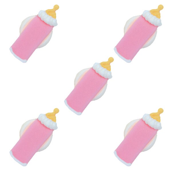 Zuckerdekorationen - rosa Babyflaschen 5er-Pack