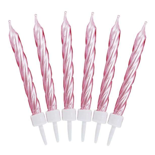 Tortenkerzen - Spiralen rosa 12er-Pack