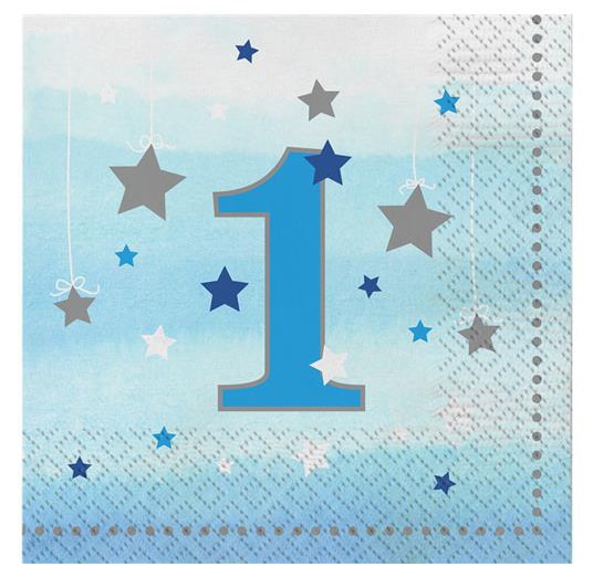 Twinkle Little Star Blue - 1. Geburtstag Servietten 16er-Pack