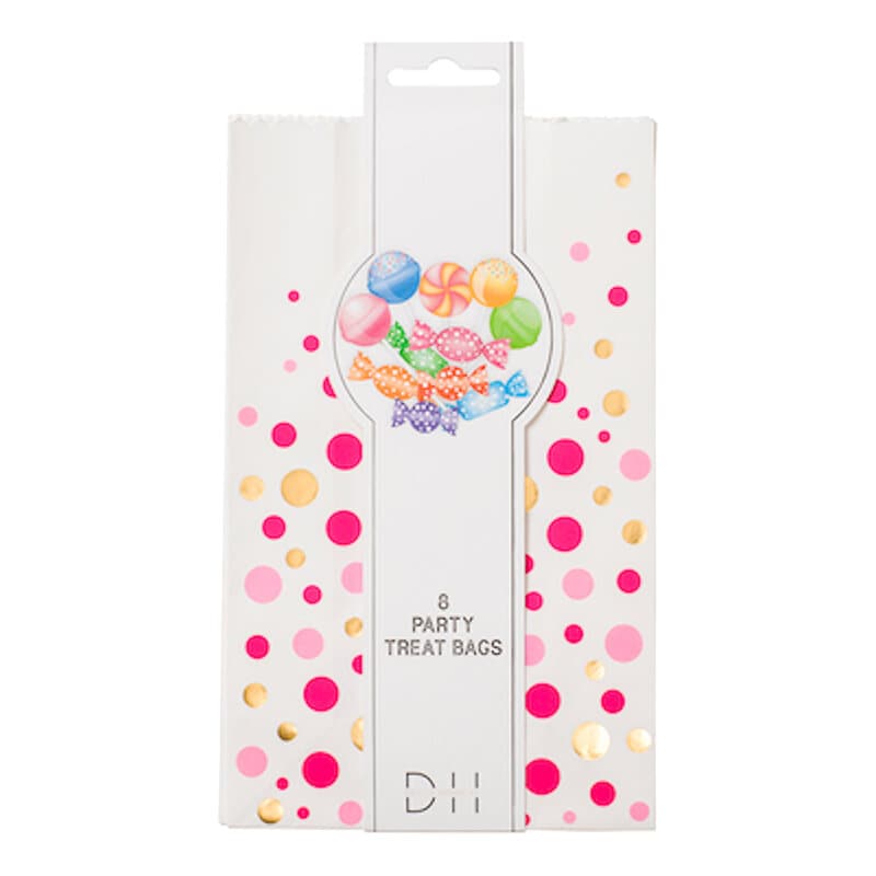 Bonbontüten aus Papier mit rosa Punkten im 8er-Pack