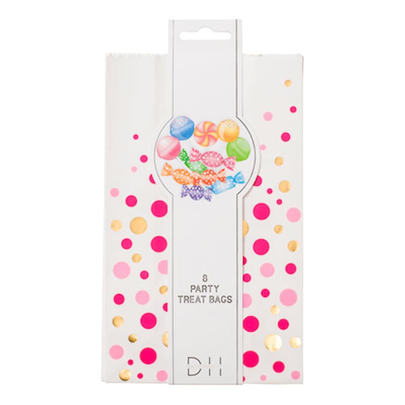 Bonbontüten aus Papier mit rosa Punkten im 8er Pack