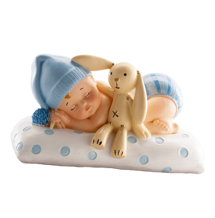 Tortendekoration, Baby mit Teddybär (Blau)