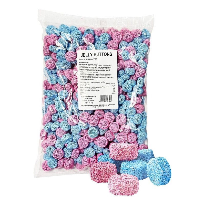 Jelly Buttons Rosa & Blaue Knöpfe Großpackung 2 kg