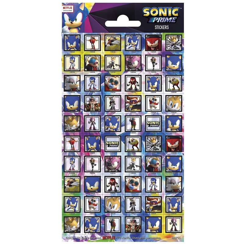 Sonic - Quadratischer Stickerbogen 60er Pack