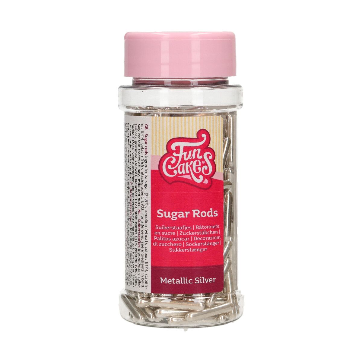 FunCakes - Streusel Metallic Sugar Rods Silber 70 g