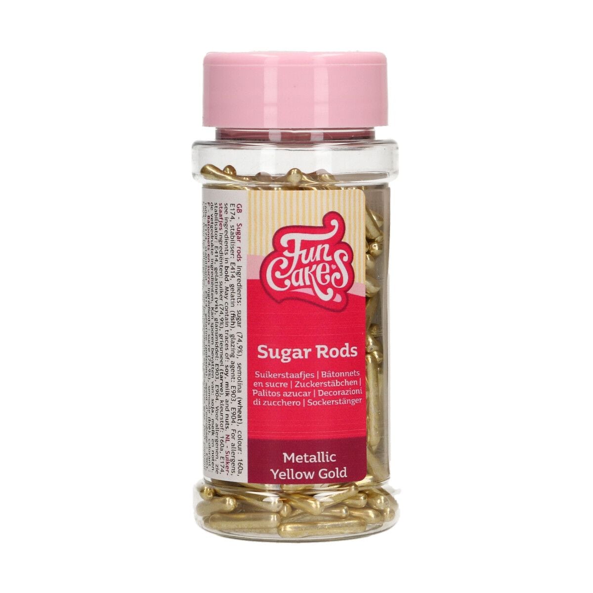 FunCakes - Metallic Sugar Rods XL Gelb Gold 70 g