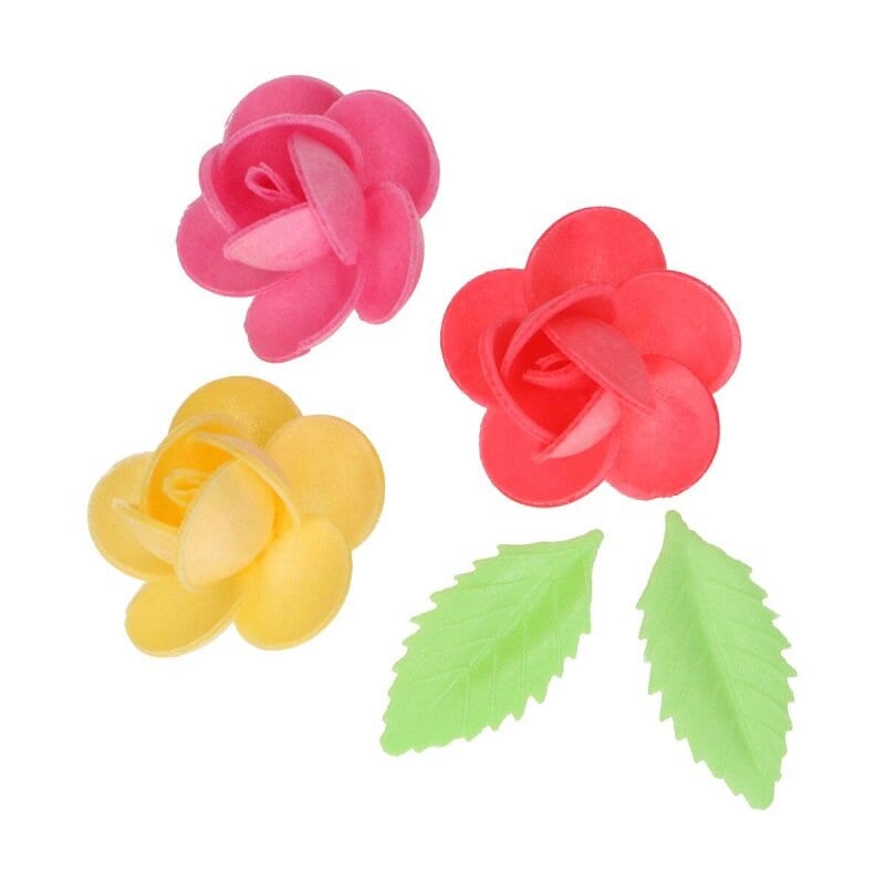 FunCakes - Essbare Oblatenblumen, Frangipani mit Blättern 15er-Pack