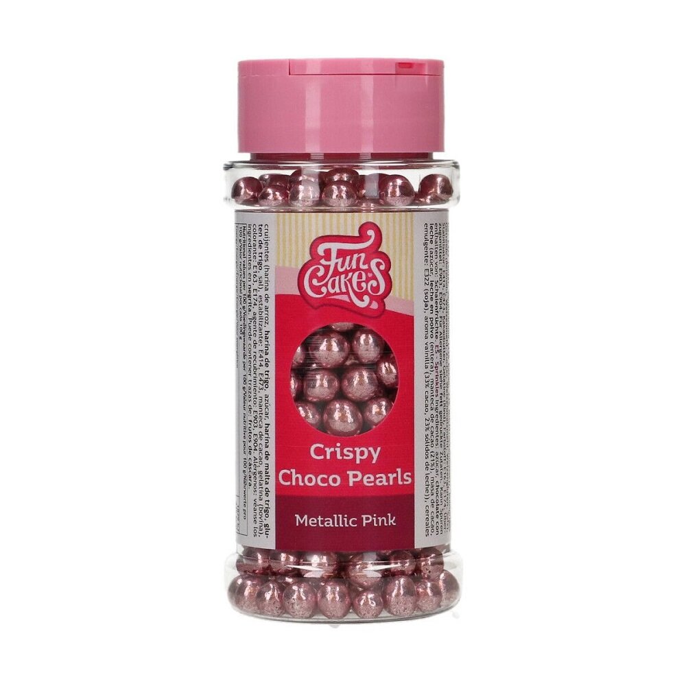 FunCakes - Metallic Rosa Schokoladenperlen 60 Gramm