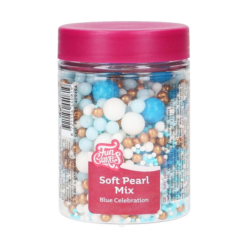 FunCakes Soft Pearls Blau Mix 80 Gramm