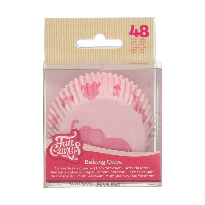 FunCakes - Muffinförmchen Elefant Rosa 48er-Pack