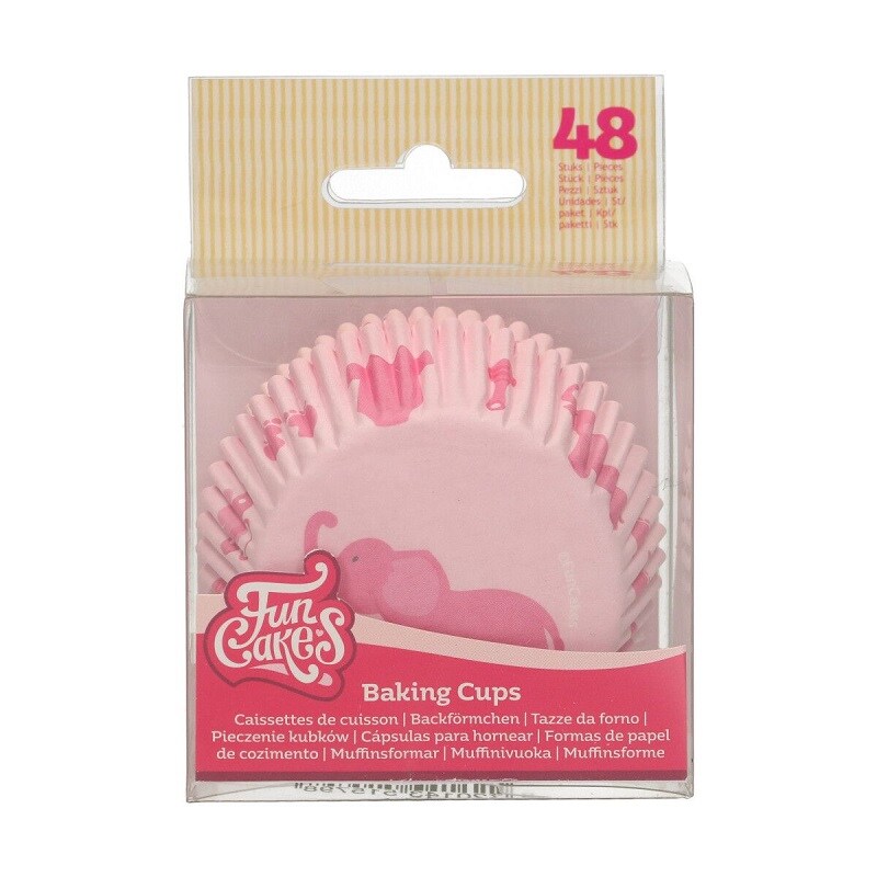 FunCakes - Muffinförmchen Elefant Rosa 48er Pack