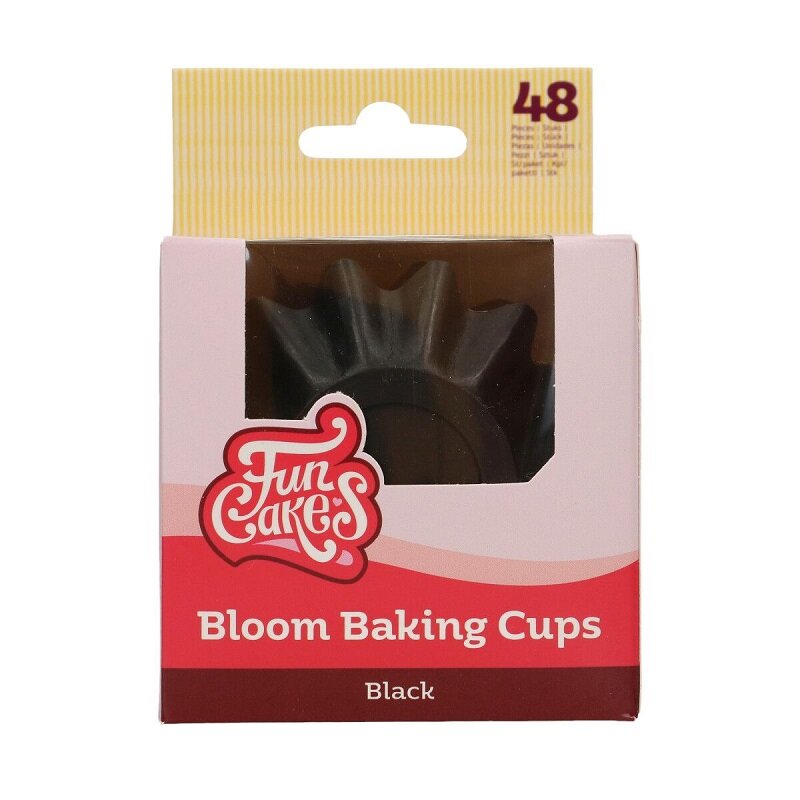 FunCakes - Muffinförmchen Blumenform Schwarz, 48er-Pack