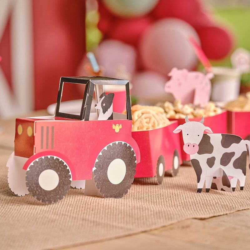 Bauernhof Tiere - Traktor mit Waggons für Snacks