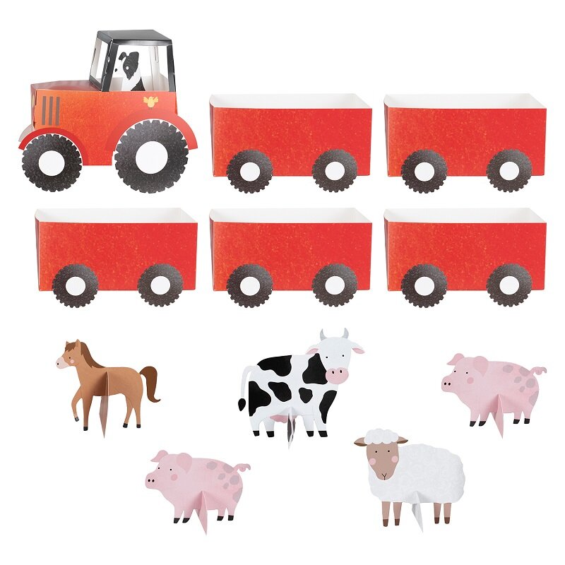 Bauernhof Tiere - Traktor mit Waggons für Snacks