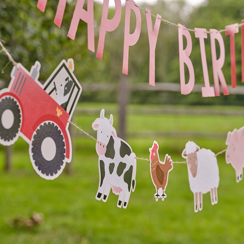 Bauernhof Tiere - Girlande Happy Birthday