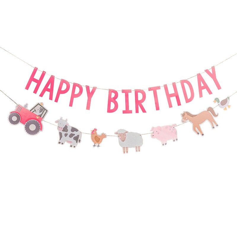 Bauernhof Tiere - Girlande Happy Birthday
