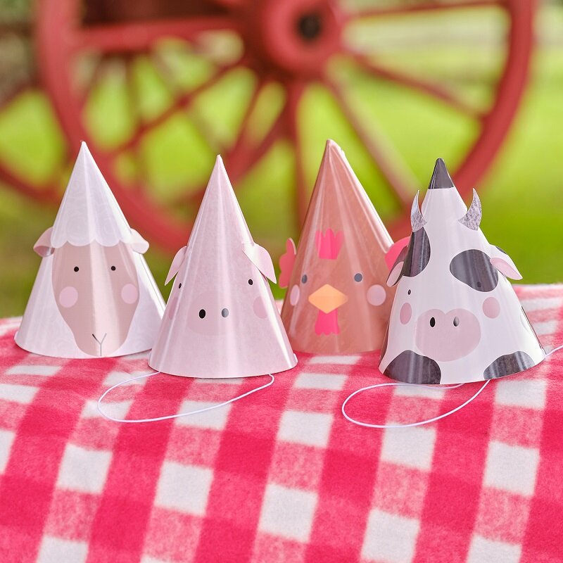 Bauernhoftiere - Partyhüte 8er-Pack