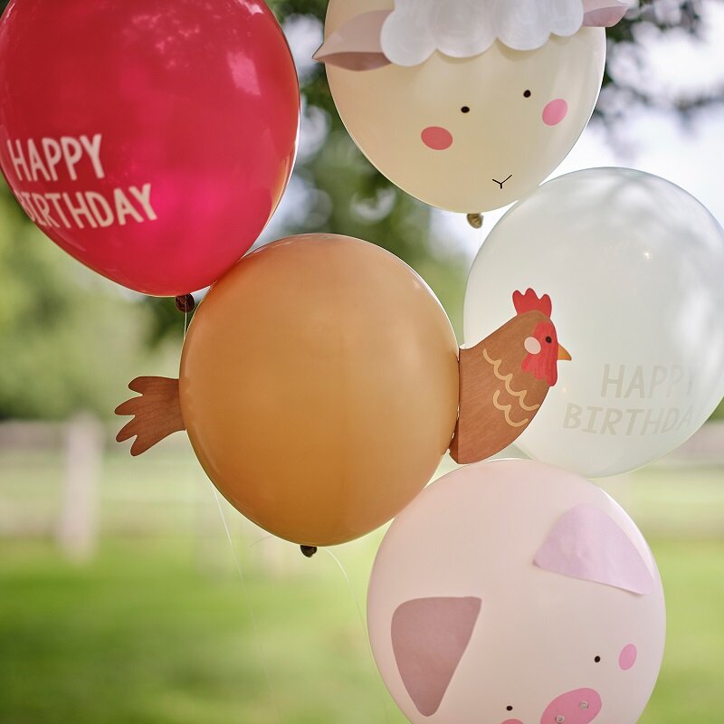 Bauernhof Tiere - Luftballons 5er-Pack