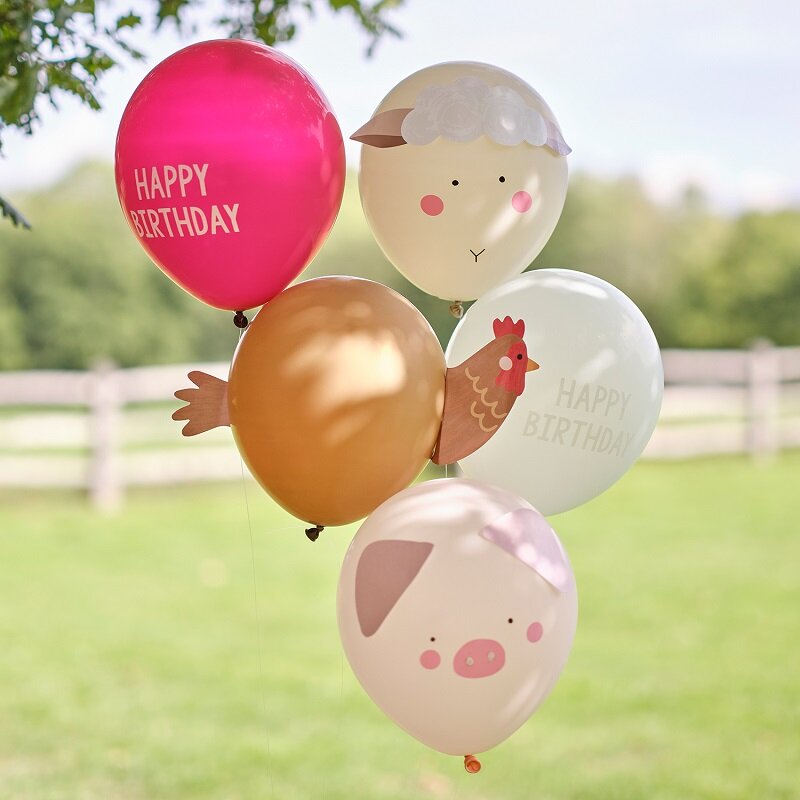 Bauernhof Tiere - Luftballons 5er Pack