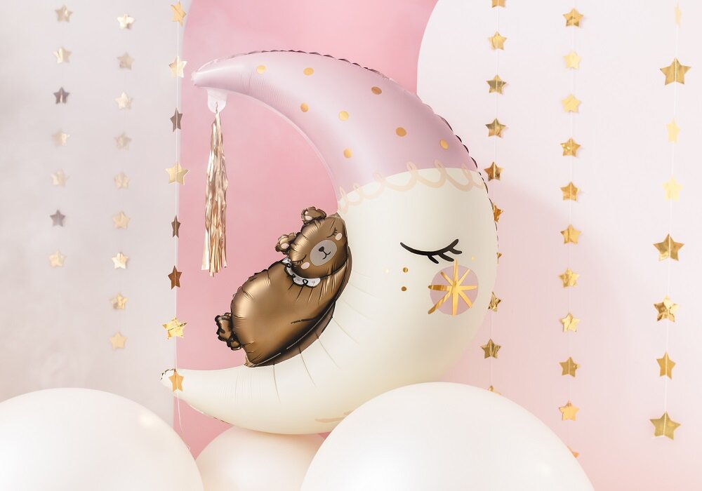 Folienballon - Halbmond mit Teddybär 80 x 98 cm