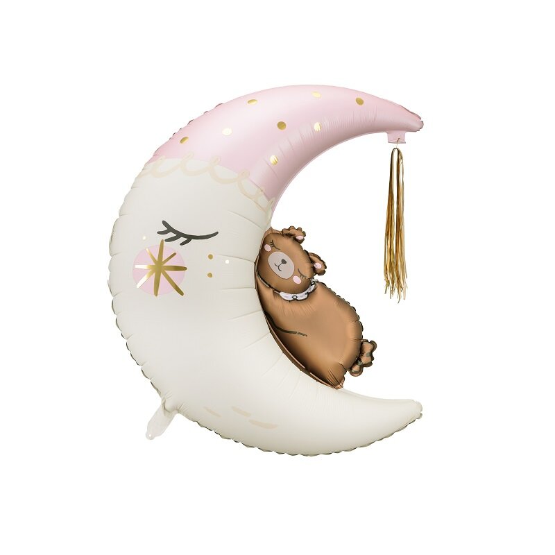 Folienballon - Halbmond mit Teddybär 80 x 98 cm