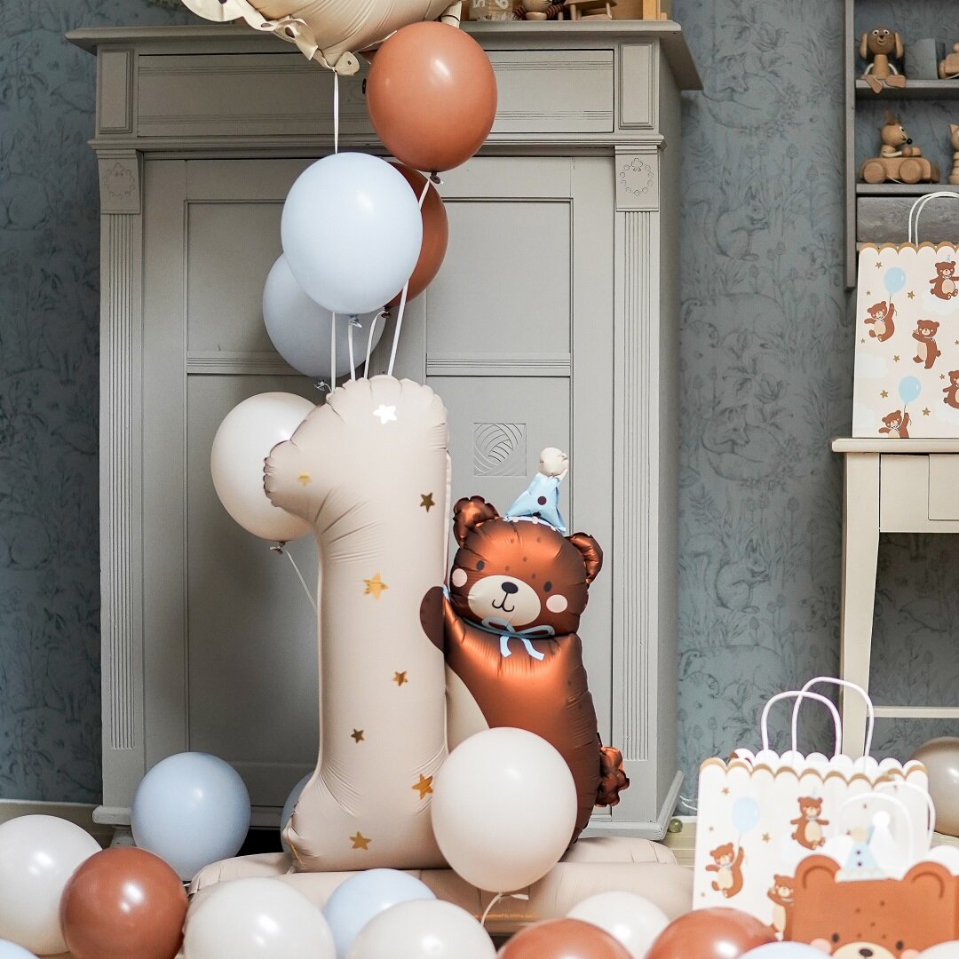 Teddybär - Folienballon 1. Geburtstag 81 cm
