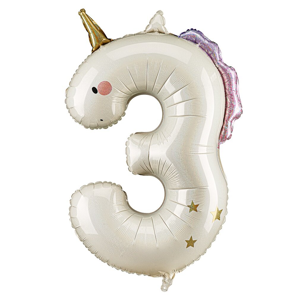 Einhorn Zahlenballon 3 (92 cm)