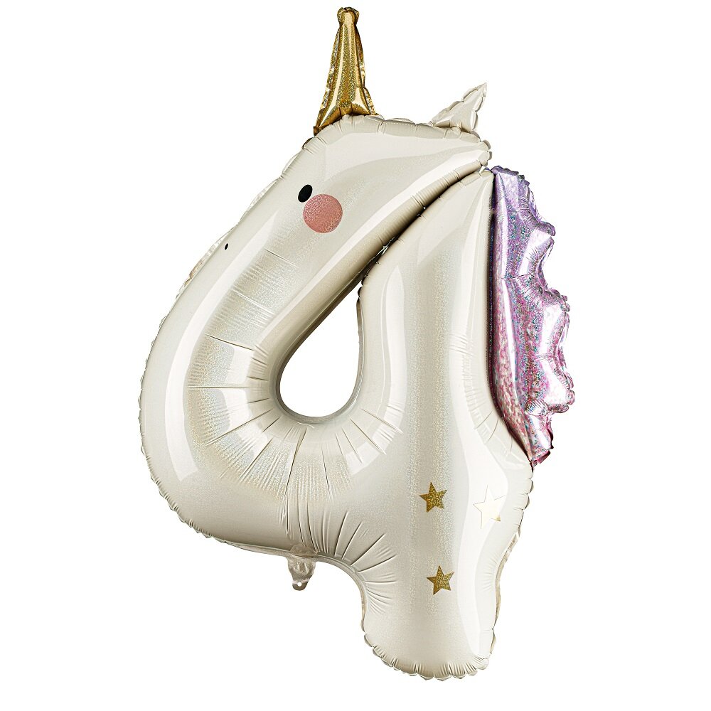 Einhorn Zahlenballon 4 (92 cm)