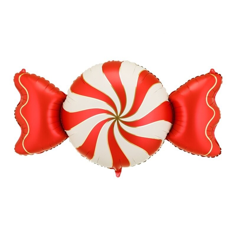 Folienballon Bonbon Rot-Weiß 113 cm