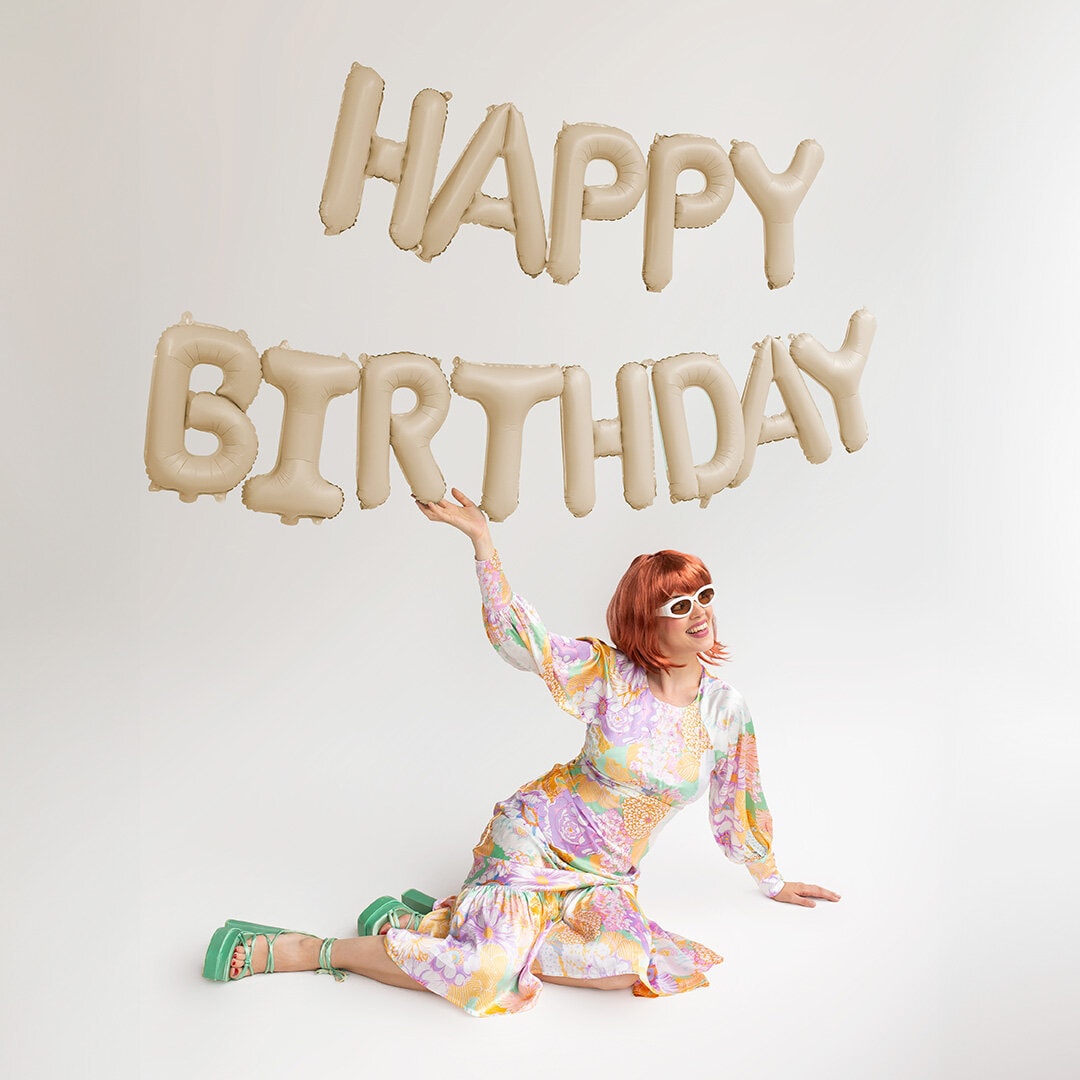 Ballonggirlande Happy Birthday Beige 340 cm