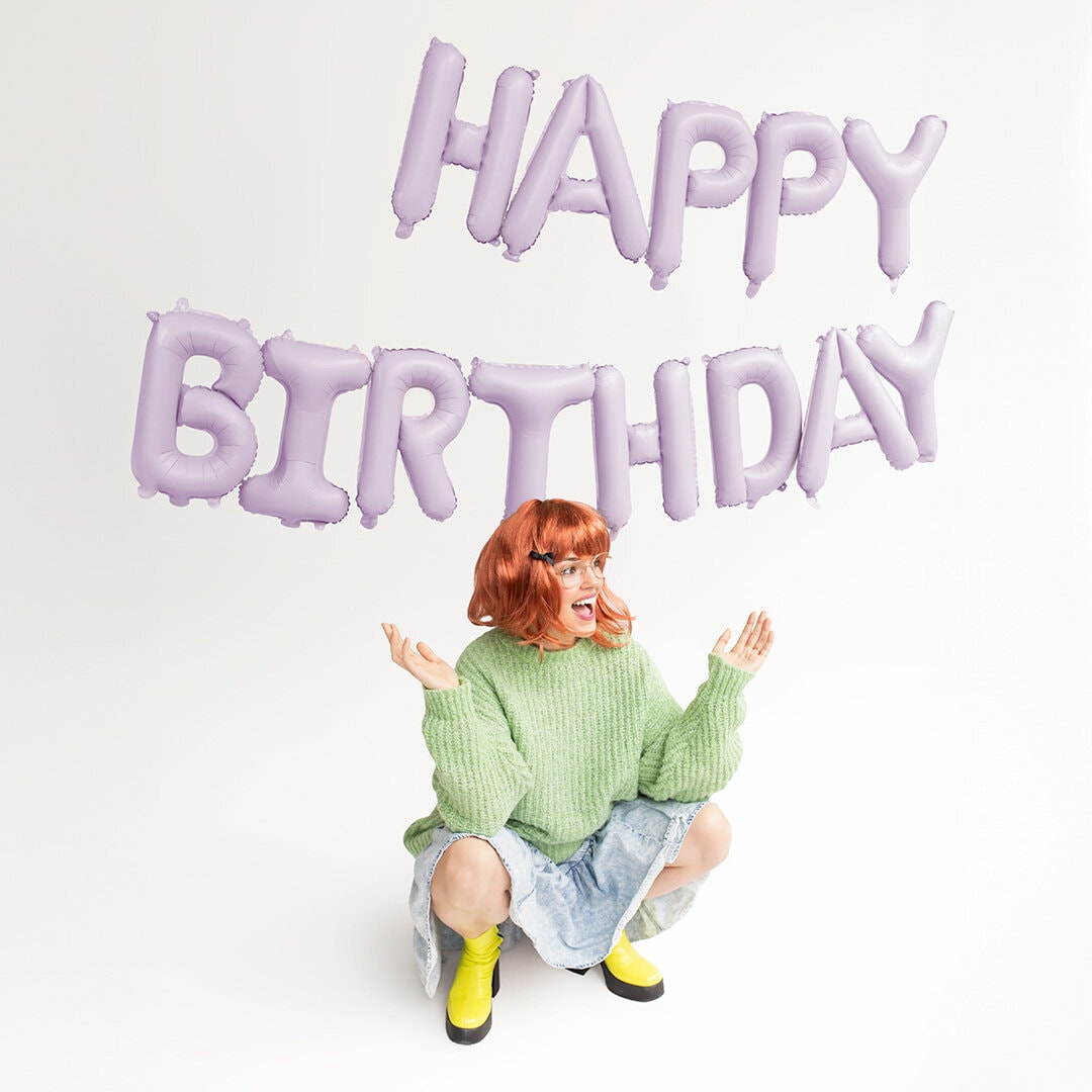 Ballonggirlande Happy Birthday Lavendel 340 cm