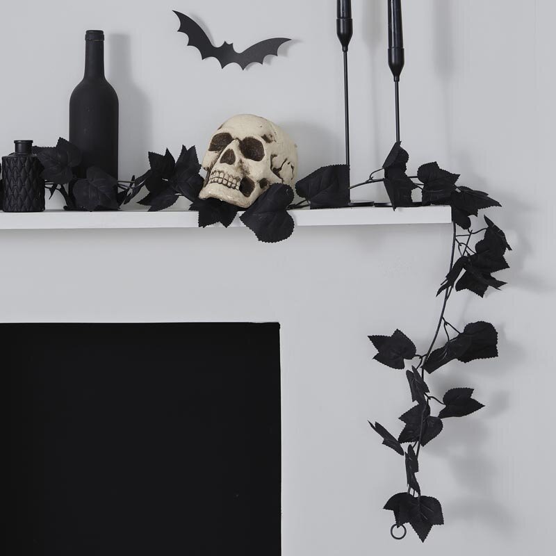 Fright Night Dekorationsgirlande schwarze Efeublätter 180 cm