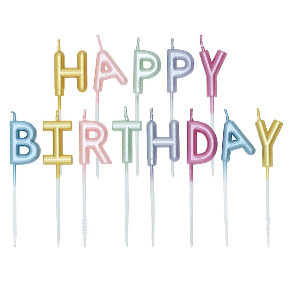 Kerzen Happy Birthday Perlmutt