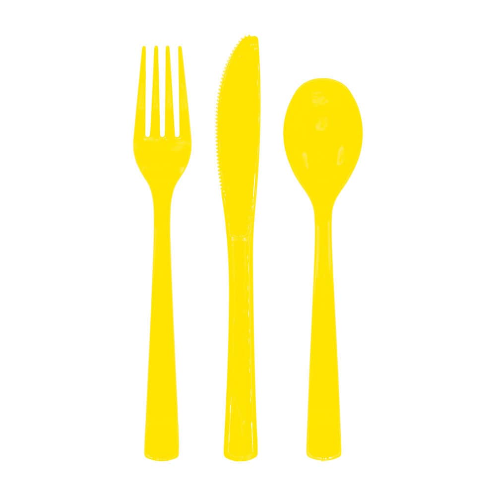 Plastikbesteck Gelb 18er-Pack