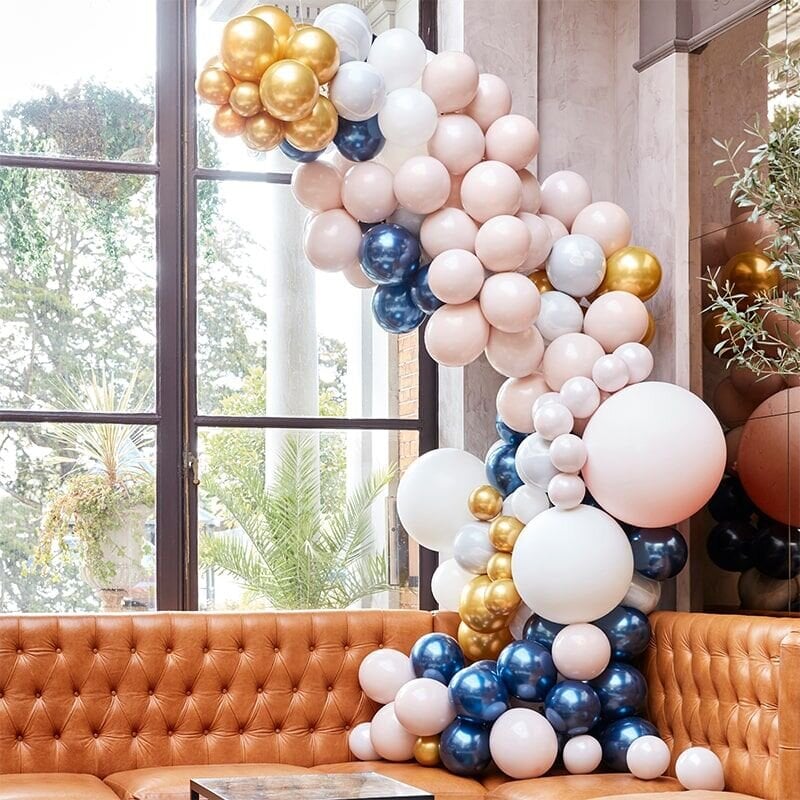 DIY Deluxe Ballongirlande - Dunkelblau, Gold und Puderrosa