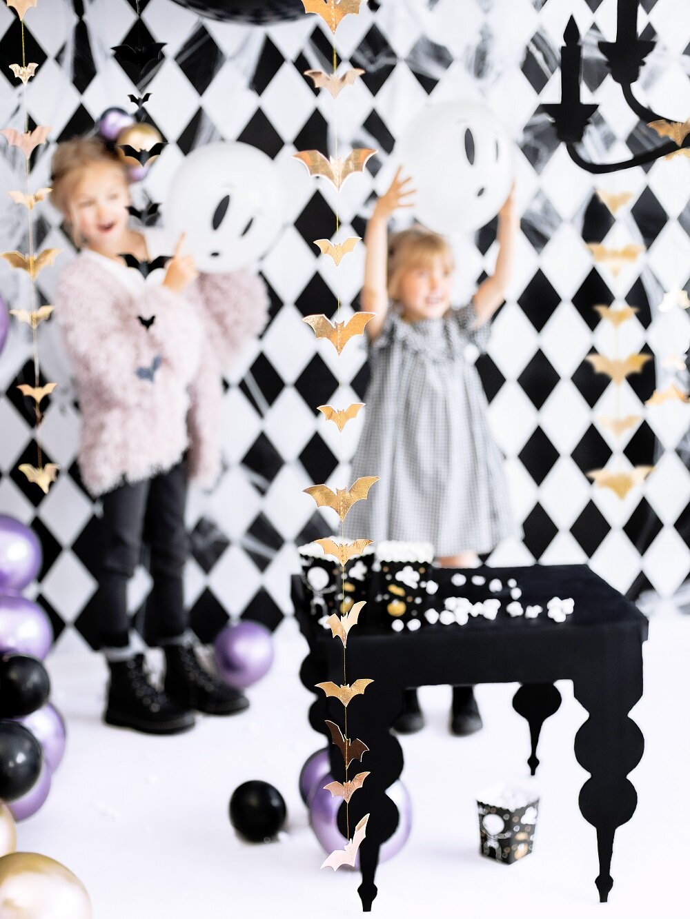 Halloween-Deko Hängende Fledermäuse in Gold 150 cm