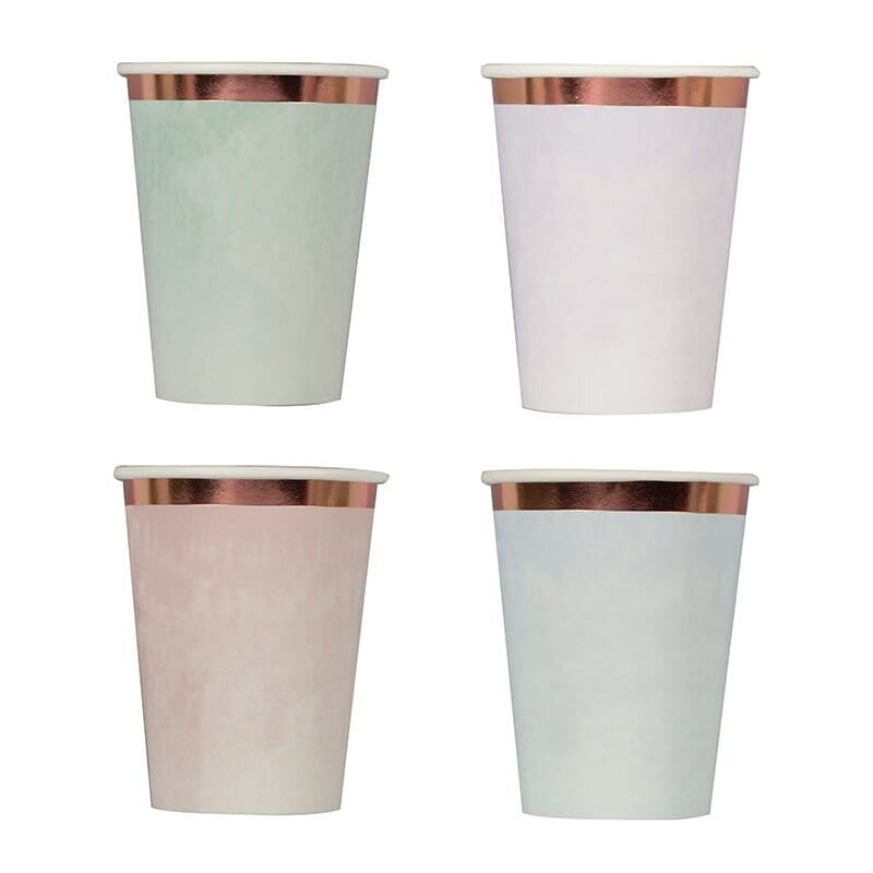 Pappbecher Pastell mit Roségold 8er-Pack
