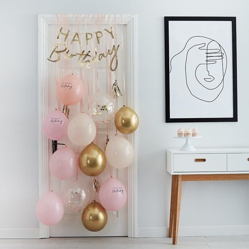 Luftballonset für die Tür - Happy Birthday rosa